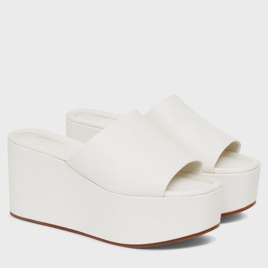 Women\'s Mansur Gavriel Platform Mules White | AU 7M08WH